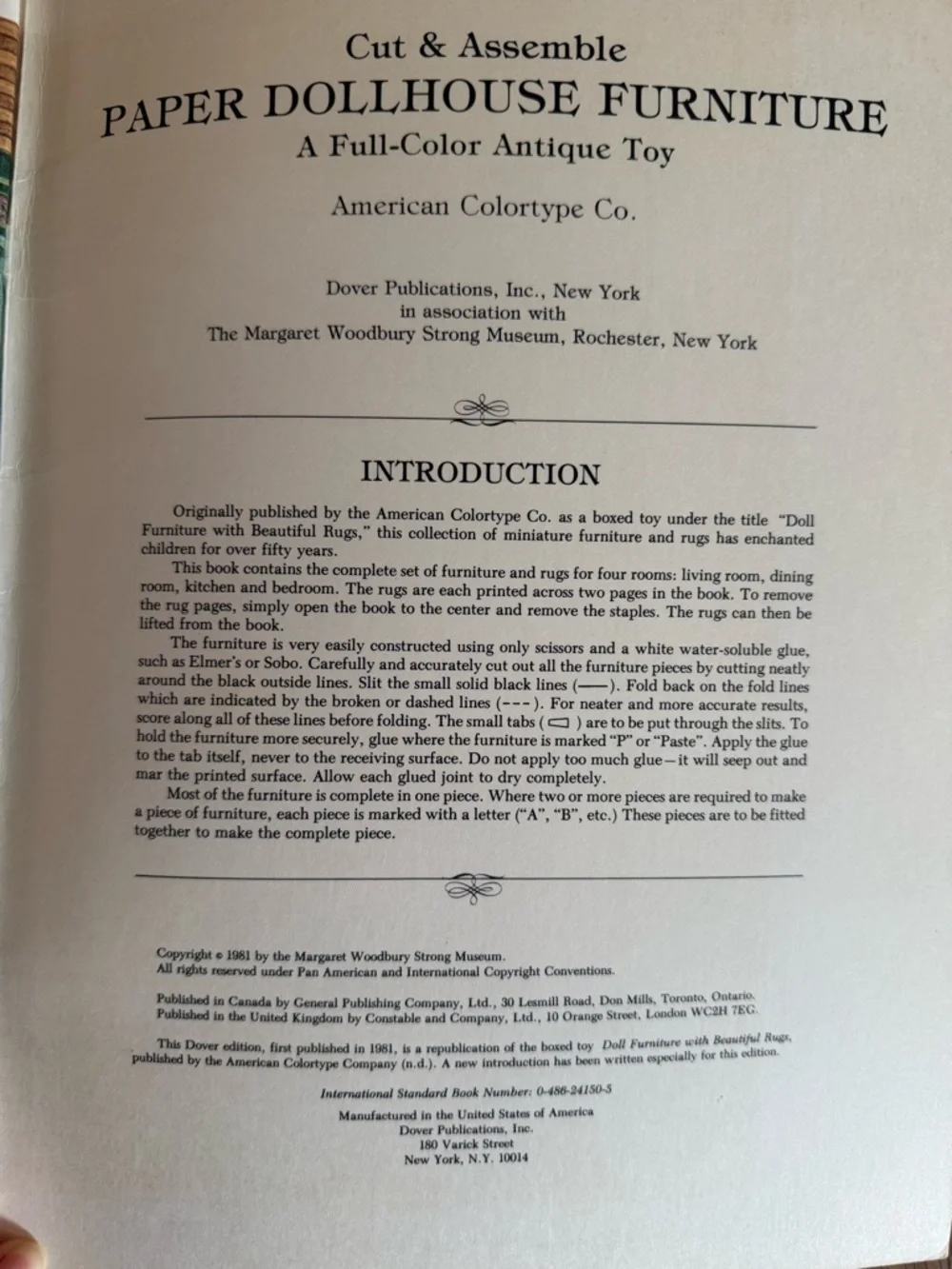 VNTG 1981 Dover "Cut & Assemble Paper Dollhouse Furniture" - UNCUT & Complete - Picture 14 of 16
